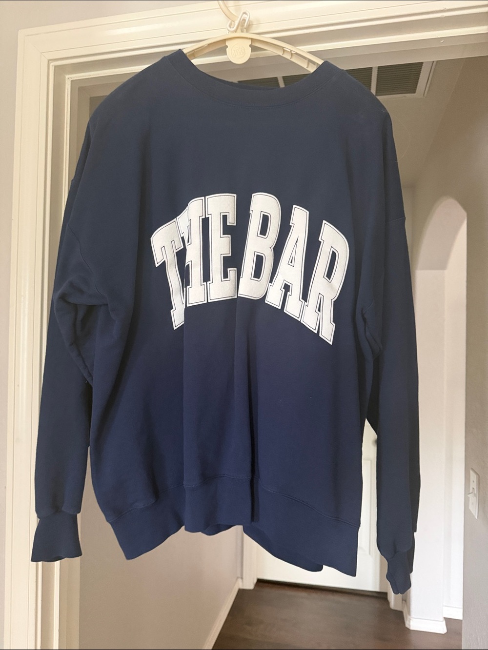 The Bar Navy Crewneck with White Arch Logo